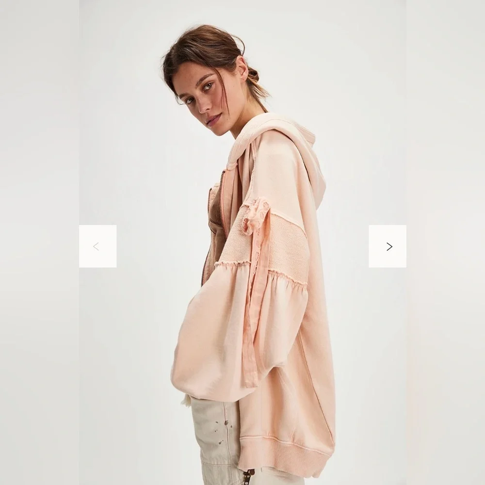 Free People Bow Girl Sweatshirt Medium Color: Spring Blush NWT